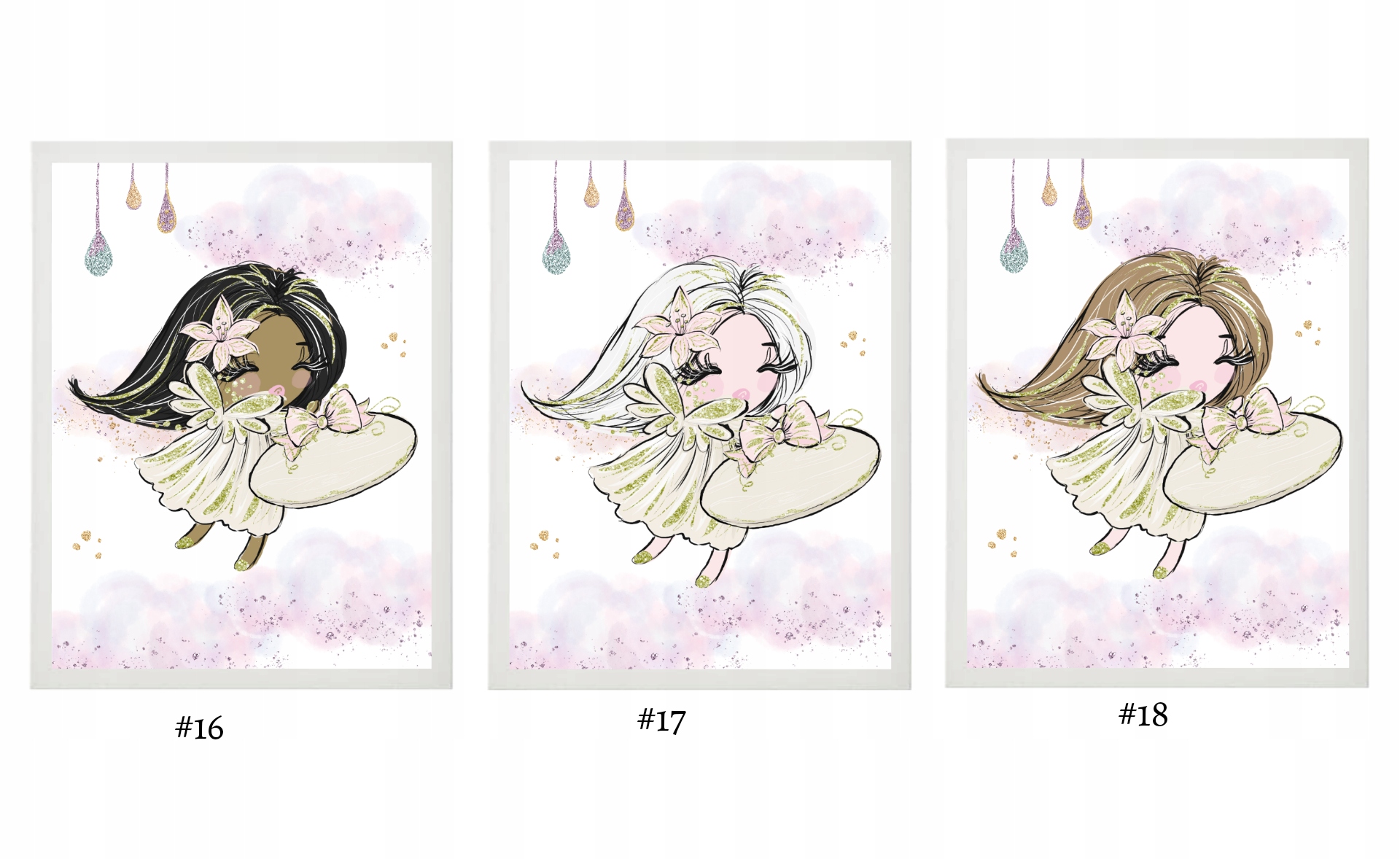 Obrazki dla dzieci, aniołki, modlitwa, ramka A4 Szerokość produktu 23 cm