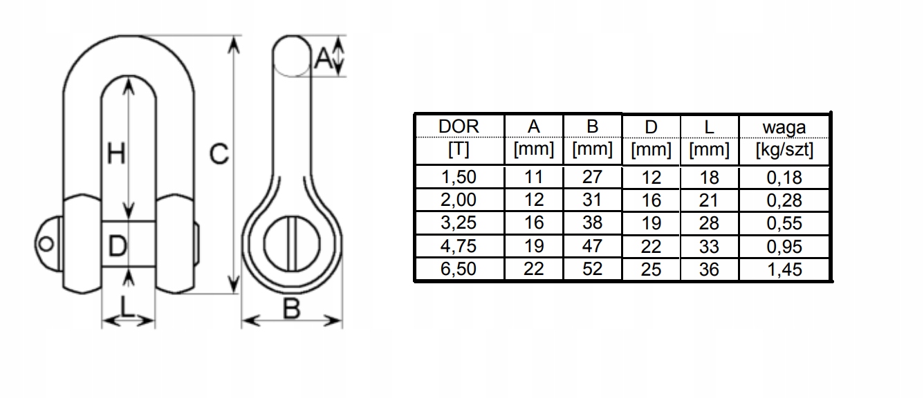 SZEKLA PODŁUŻNA WZMOCNIONA WLL 2 TON Maksymalne obciążenie 2000 kg