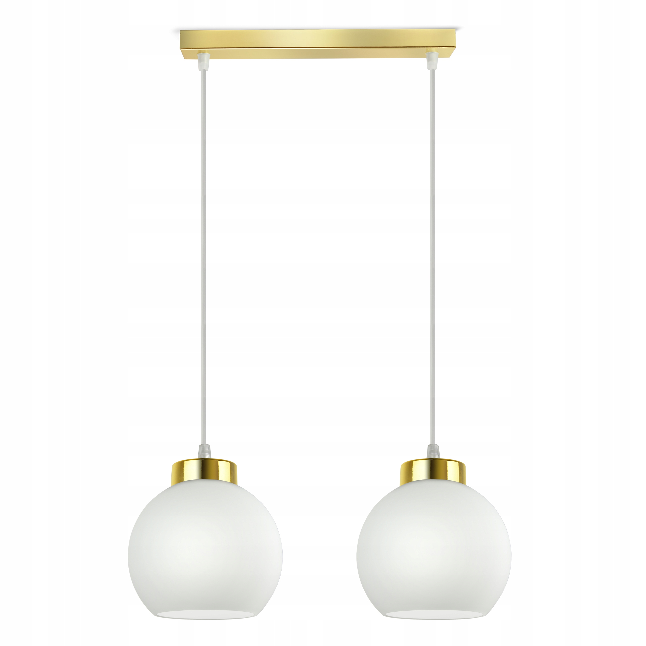 Závěsná stropní lampa Lustr Zlatá Skleněná Bílá Kule Glass BZ2 Led E27