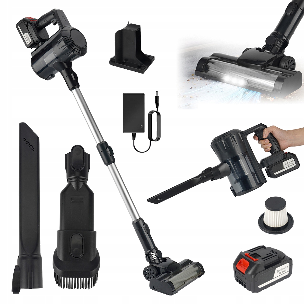 6w1 Odkurzacz Bezprzewodowy 3600W 3 Głowice Led Do Wszystkich Powierzchni