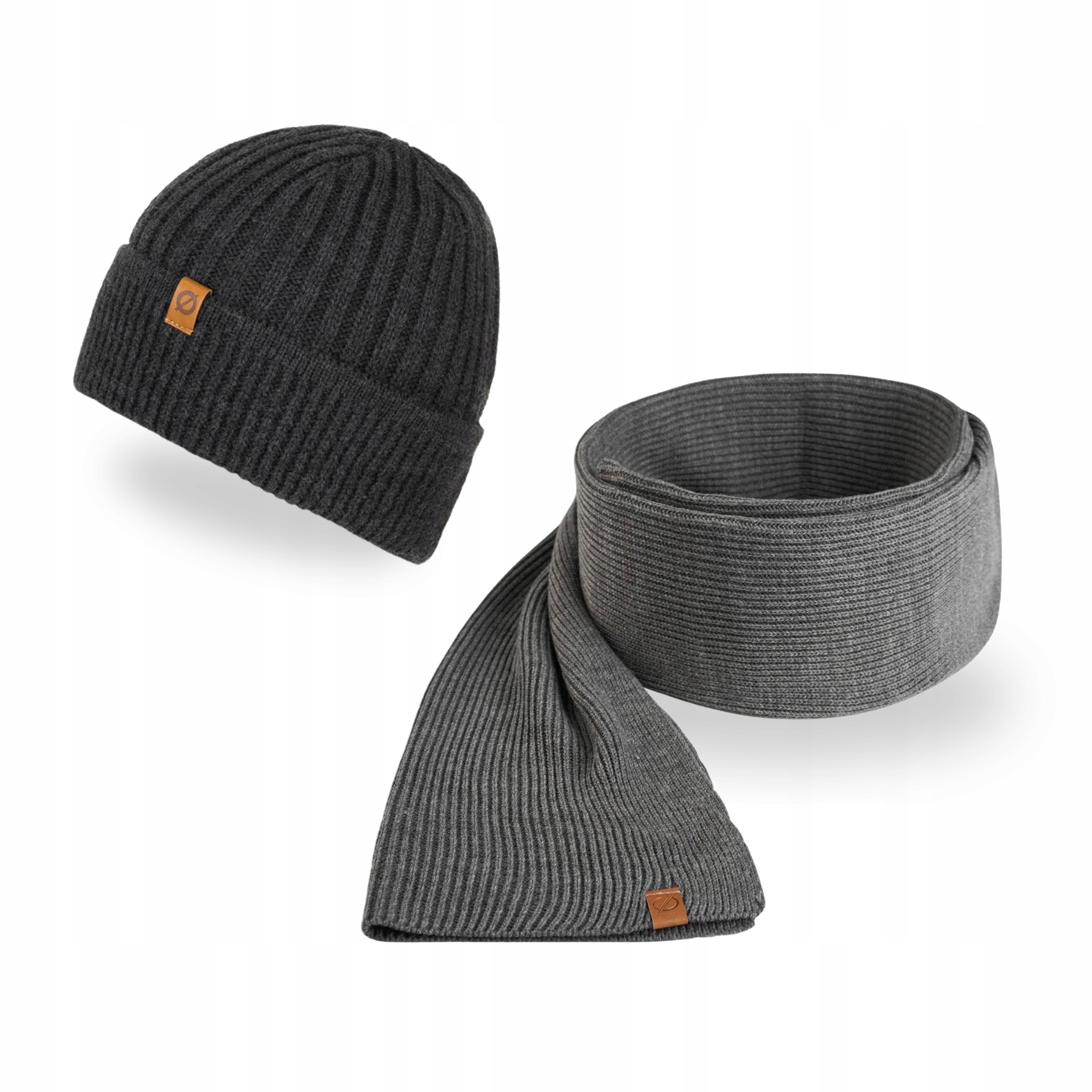 Pánská sada Čepice Beanie rolovací a dlouhý šátek Brodrene Grafitová