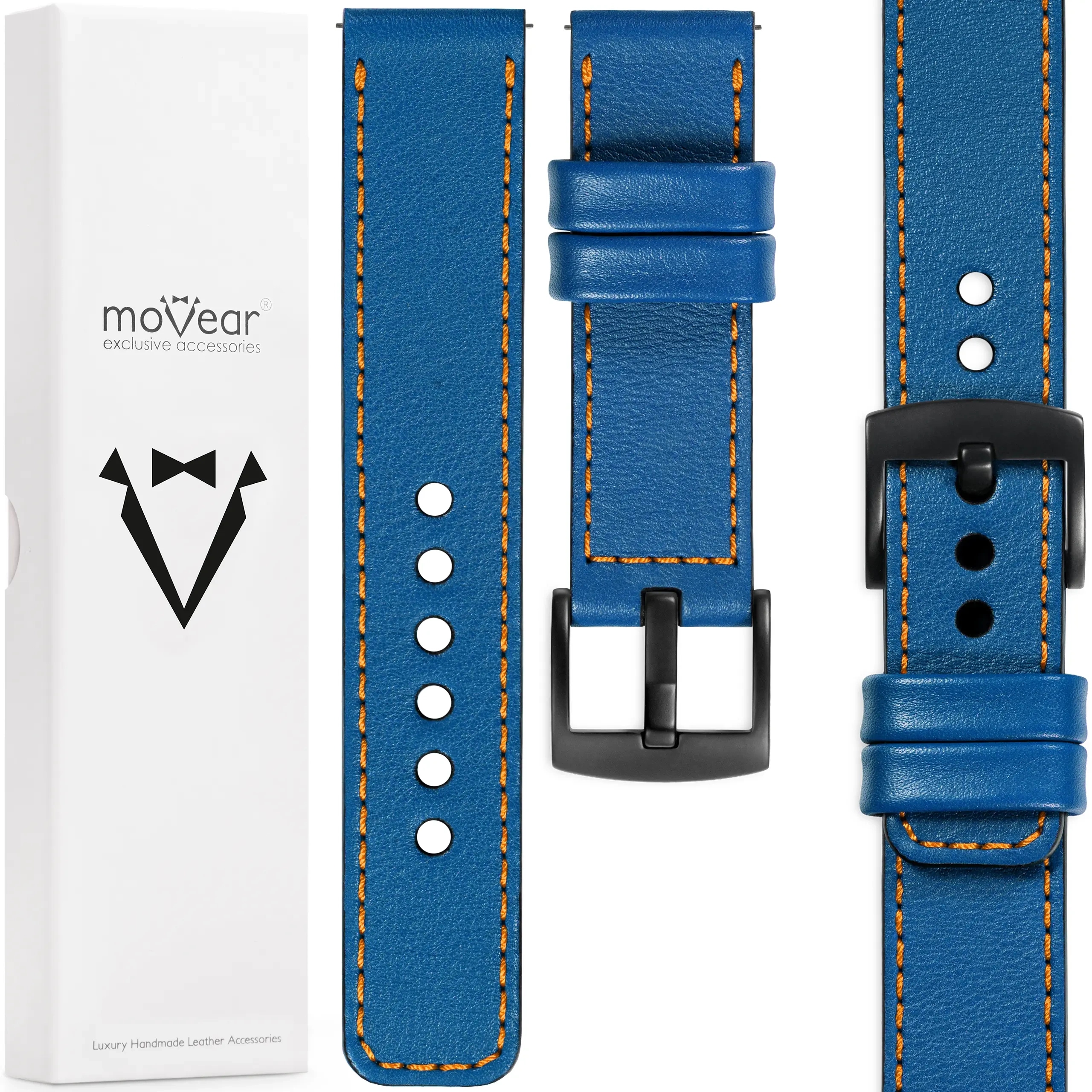 Pásek 20 mm pro prémiové hodinky, elegantní, Polský Movear, modrý