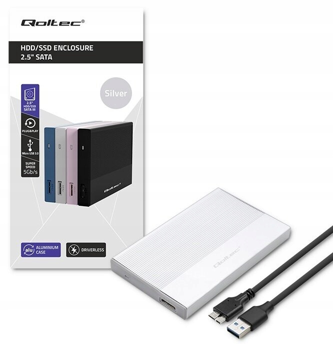 Obudowa dysku QOLTEC 52278 Srebrny Informacje o bezpieczeństwie CE