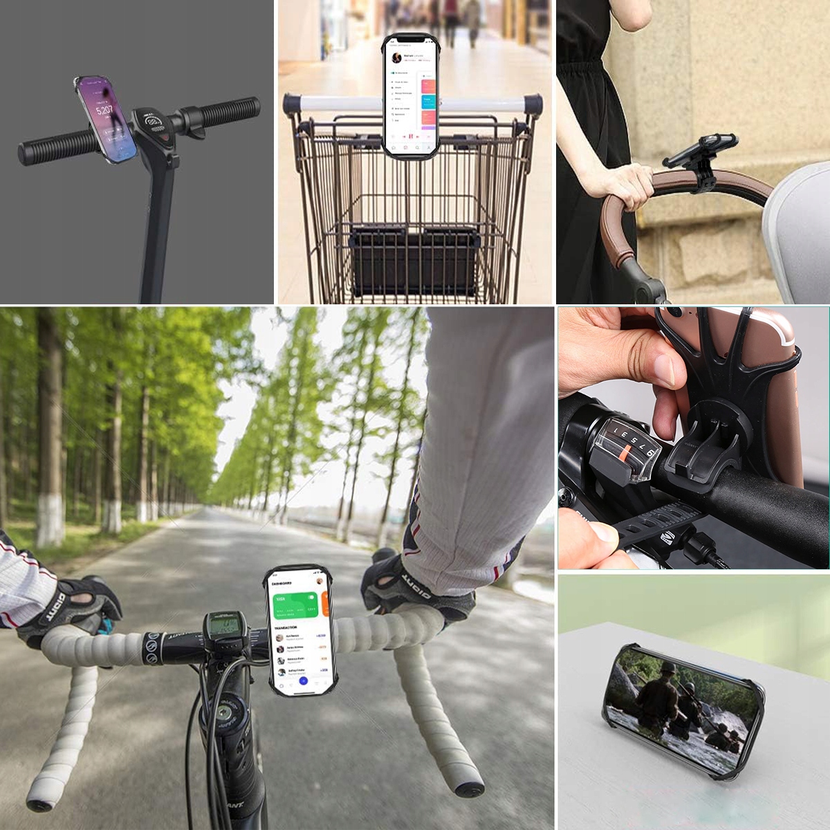 MOCNY UCHWYT ROWEROWY NA TELEFON KIEROWNICĘ DO ROWERU SILIKONOWY REGULOWANY Model uniwersalny uchwyt rowerowy
