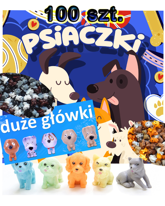 Zasyp do automatu 32mm kapsuła kulka piłka 100szt Psiaczki Psy Duże Główki