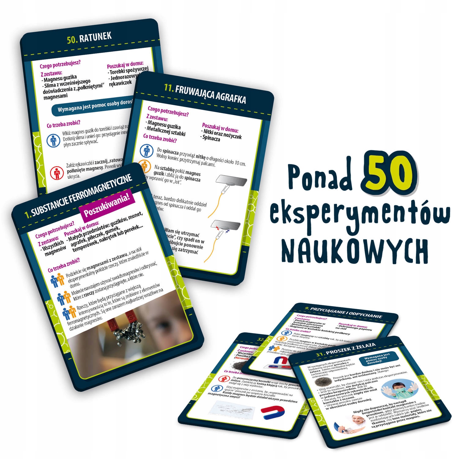 MAGNETYZM NAUKA W DOMU ZESTAW 50 EKSPERYMENTÓW Marka Lisciani