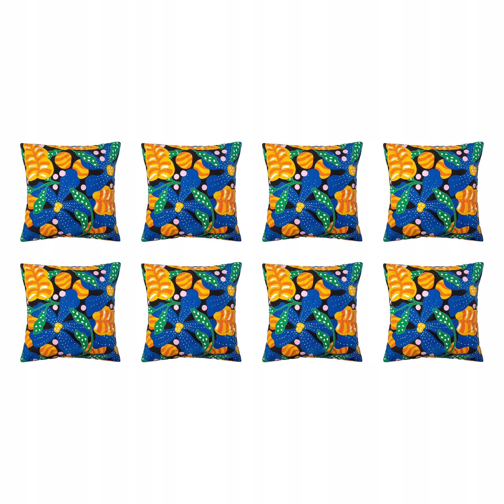 8 ks Povlak na polštář 50x50 cm bavlna s barevnými květy