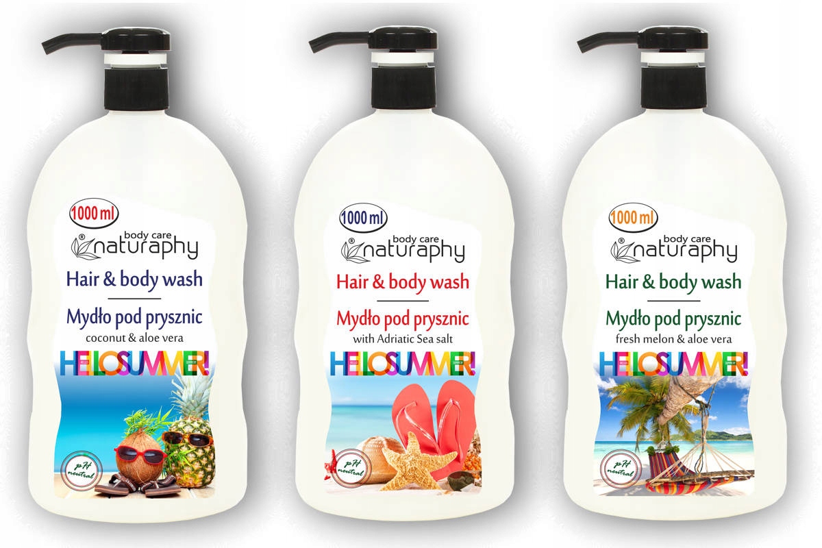 

Zestaw mydeł pod prysznic HelloSummer 3x 1L