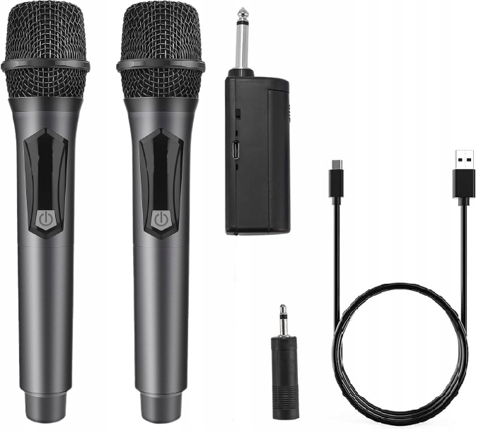 Mikrofon Pro Karaoke Sada 2 Kusů S Přijímačem Uhf Alpowl Plug And Play