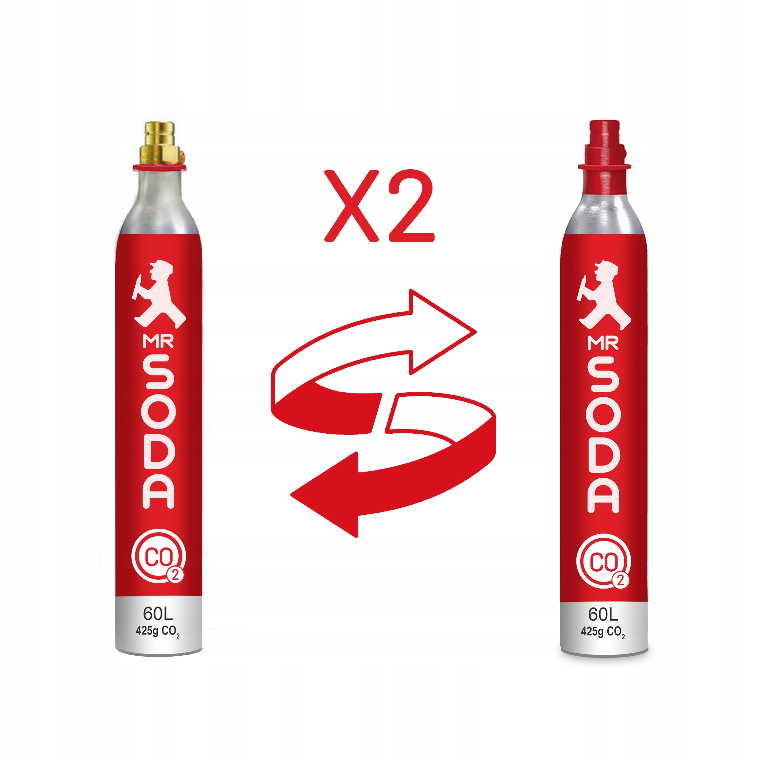 X2 Cylinder z gazem butla Soda, nabój CO2 425g