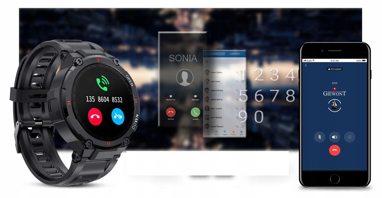 SMARTWATCH MĘSKI ROZMOWY TĘTNO SMS FB PULS 400 mAh Transmisja danych brak