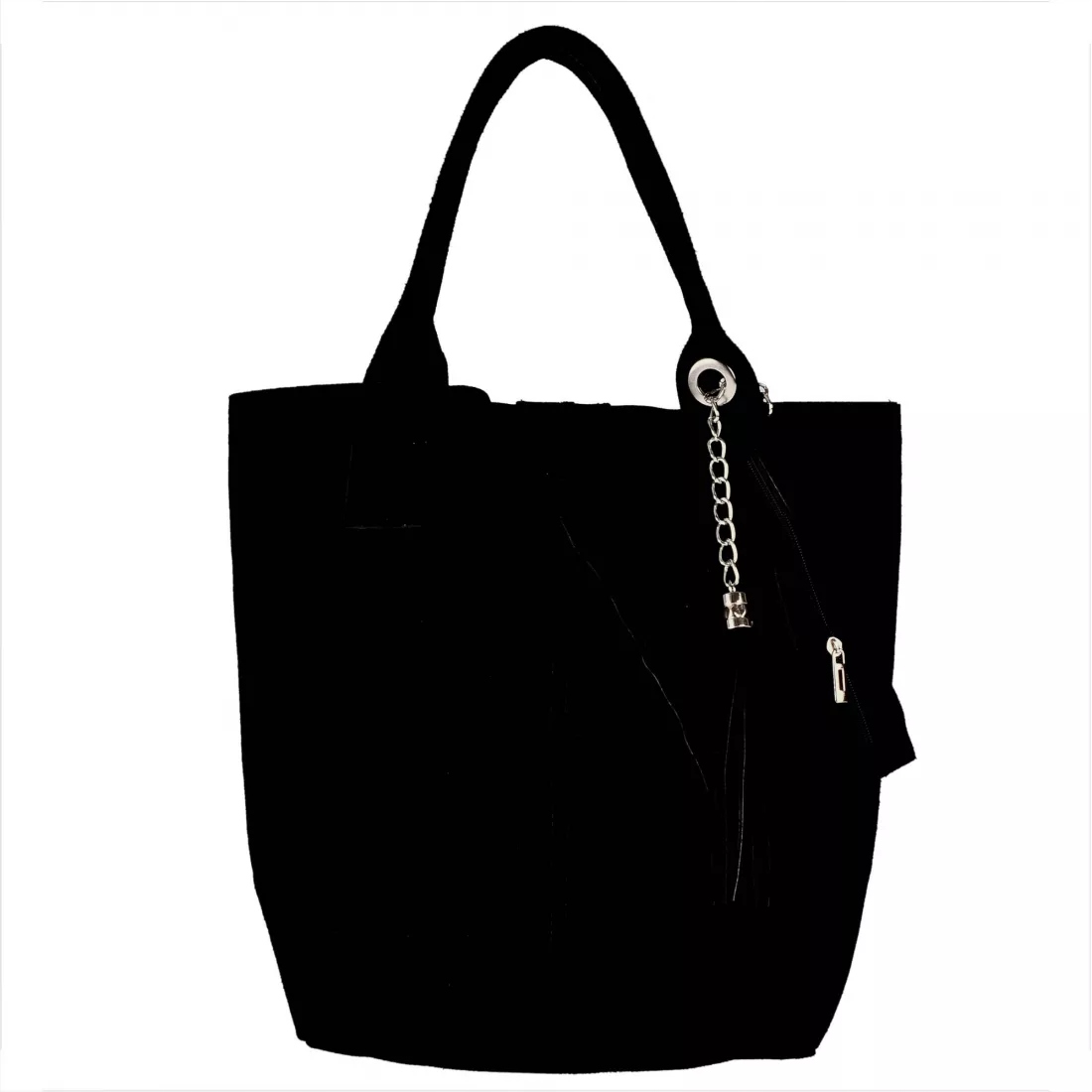 Torba worek zamszowa czarna z podszewką i zamkiem Płeć kobieta