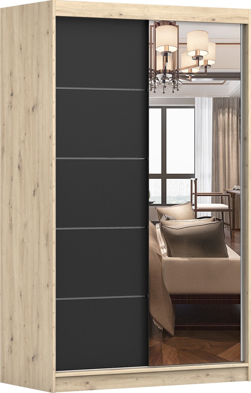 Szafa Przesuwna NEOMI 05 120 LUSTRO PÓŁKI drążek kolory sypialnia PRO+ Kolekcja NEOMI