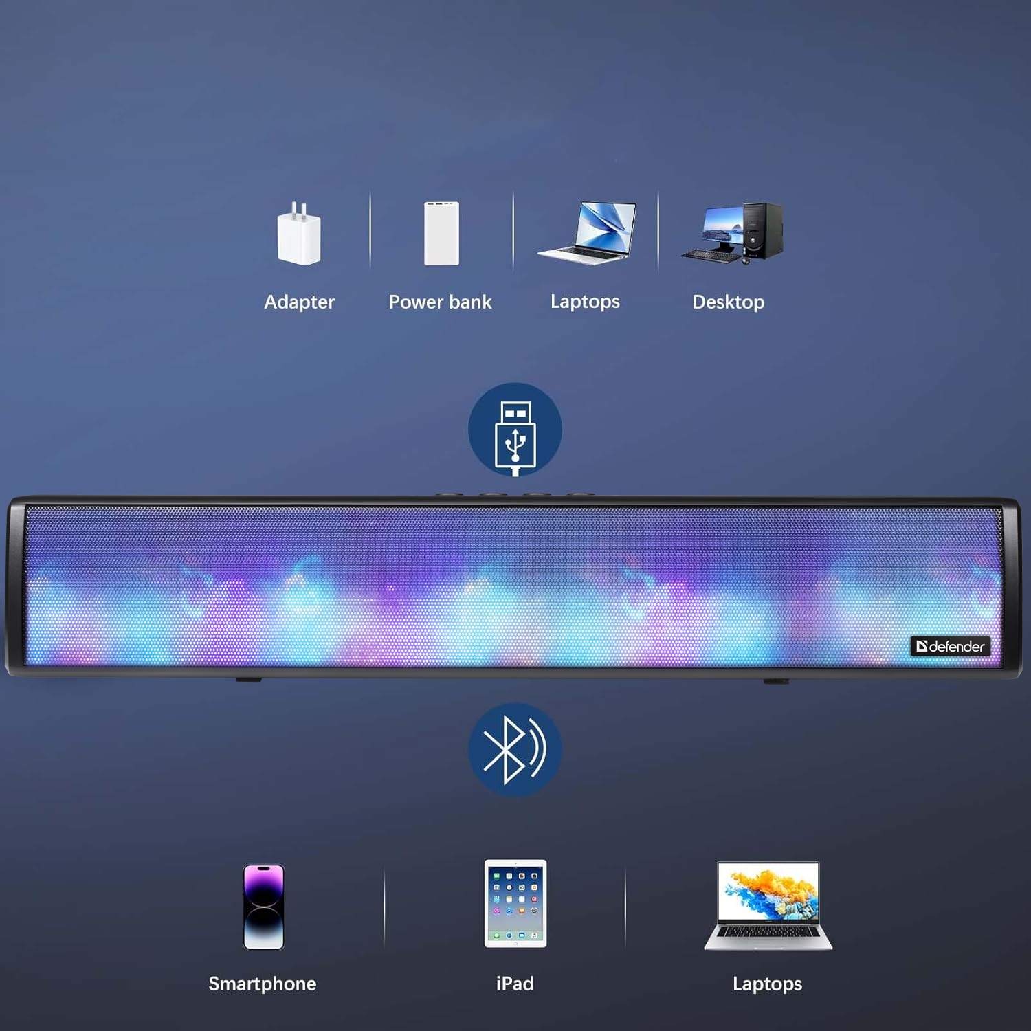 GŁOŚNIK DEFENDER SOUNDBAR Z8 10W LED BLUETOOTH — 21