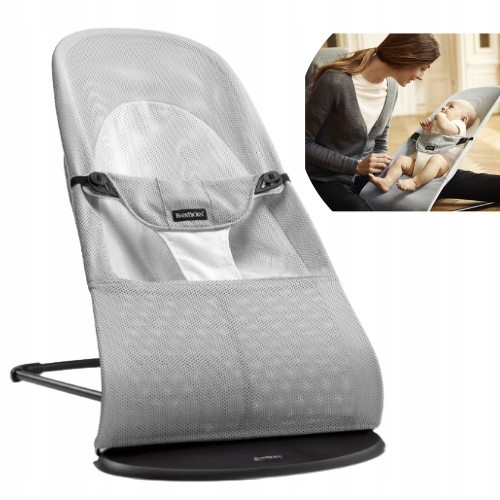 Babybjorn Leżaczek Balance Soft Mesh Siateczka Silver/white szary blk frame