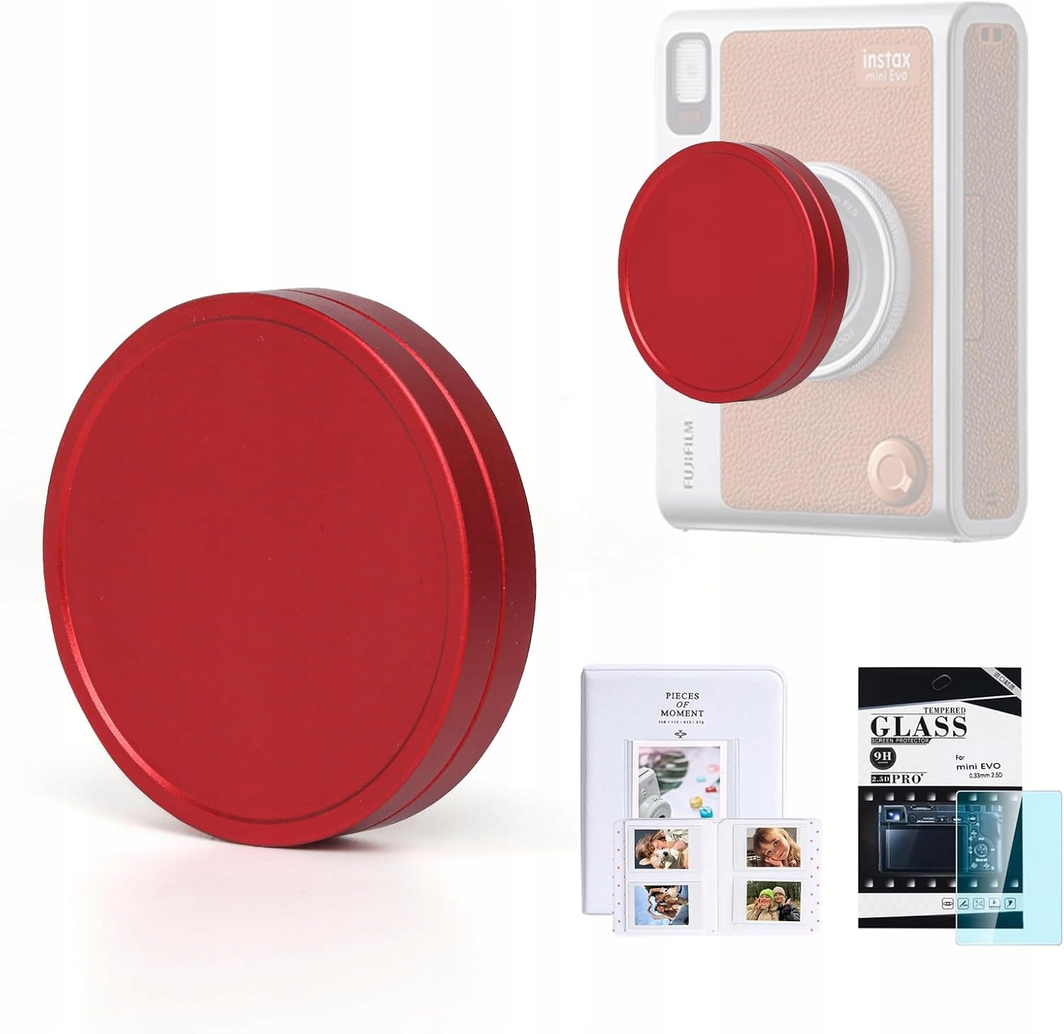 Album na Zdjęcia 64x + Osłona szkło + Dekielek do FujiFilm INSTAX Mini EVO