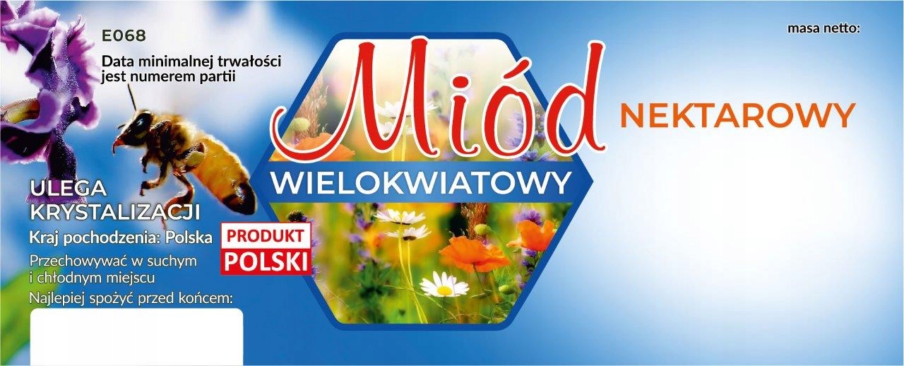 

Etykiety duże na miód nektarowy wielokwiat 100szt