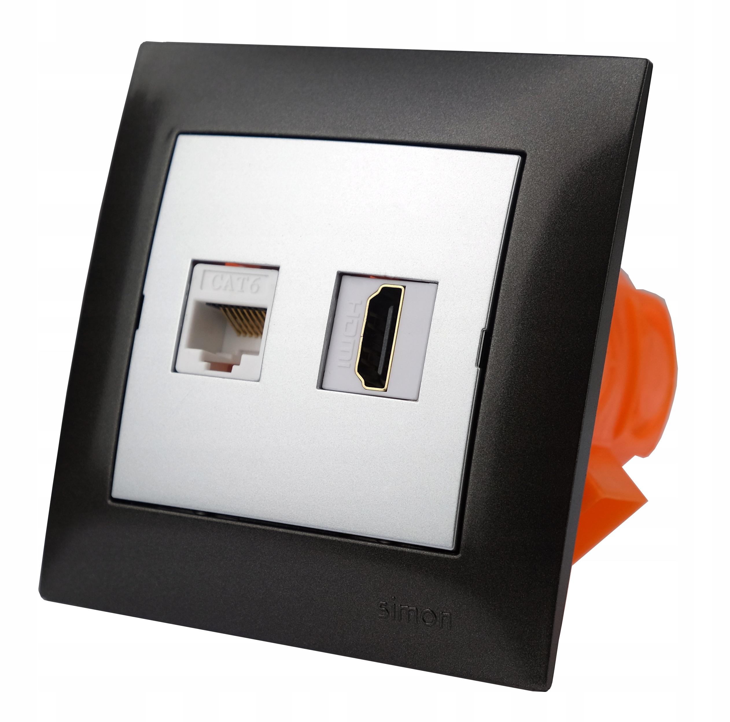 2× Gniazdo HDMI Kontakt Simon HDMI/RJ45 antracyt