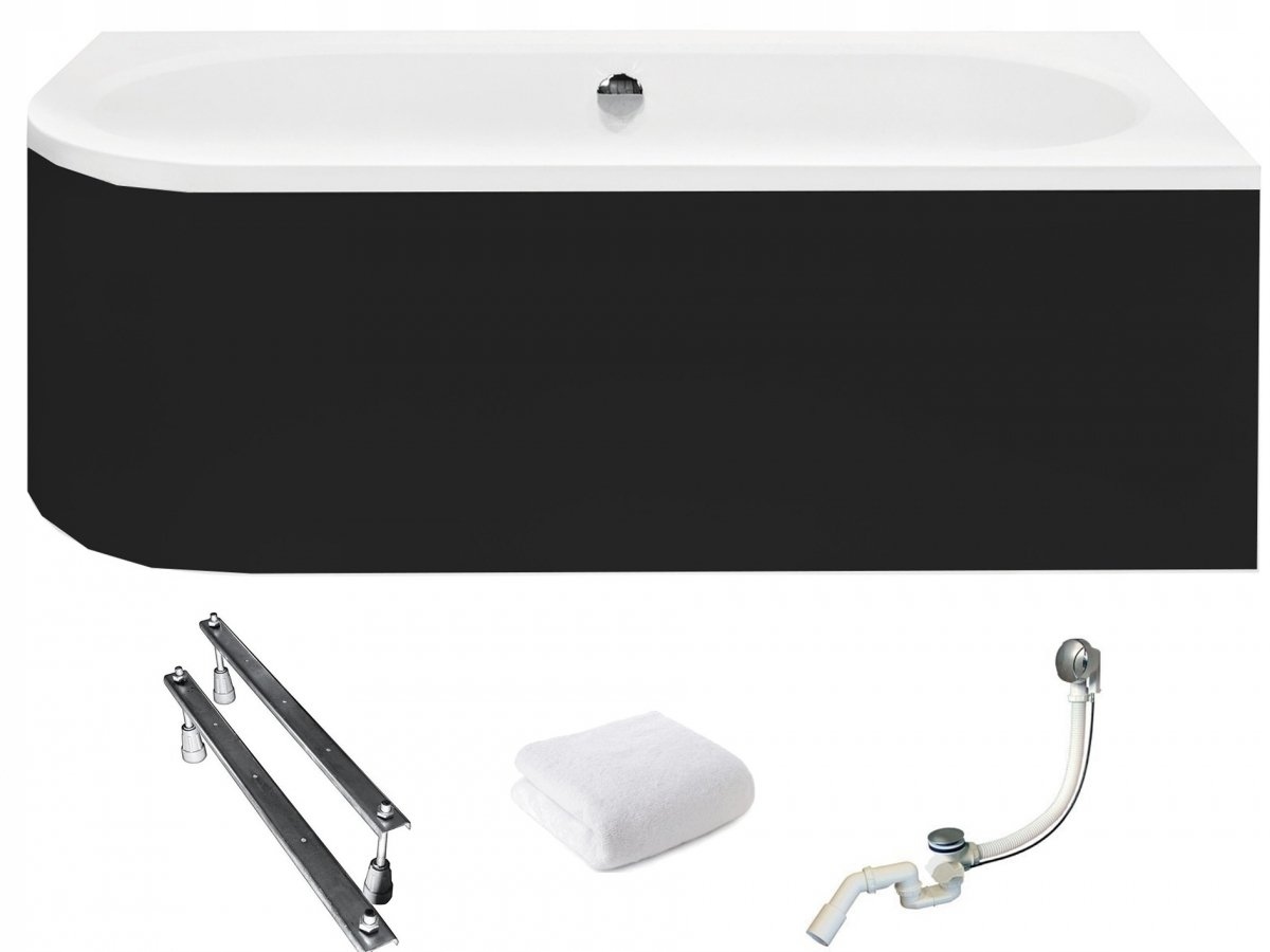 Vana 150x75 Avita Pravá Černé pouzdro Sifon