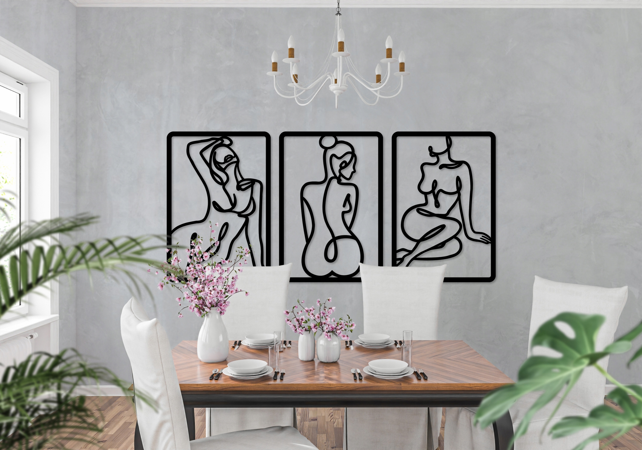 DEKORACJA ŚCIENNA OBRAZY AŻUROWE NA ŚCIANĘ TRYPTYKI DO SALONU DUŻY OBRAZ XL Format poziomy