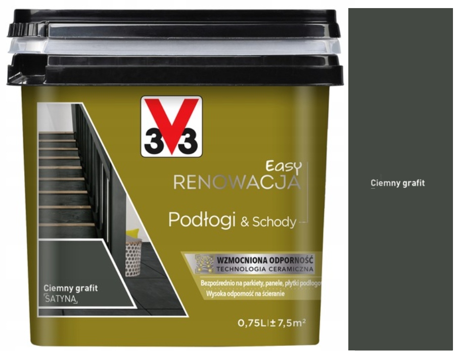 Easy renowacja V33 farba do podłóg i schodów 0,75l Ciemny Grafit satyna