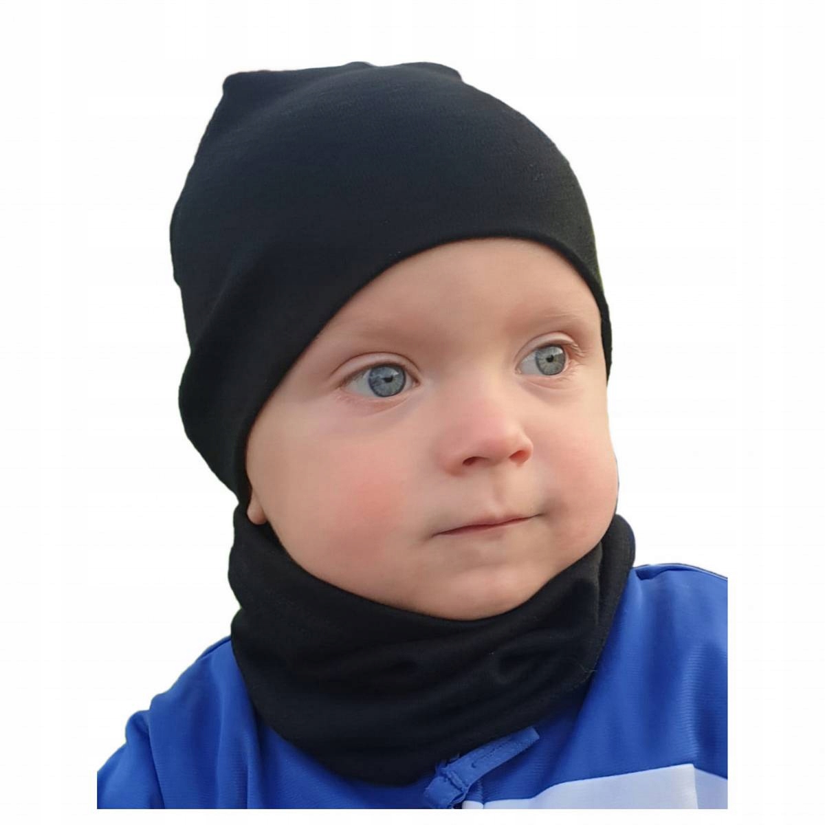 

W384A Gładki komplet dziecięcy czapka komin dresow