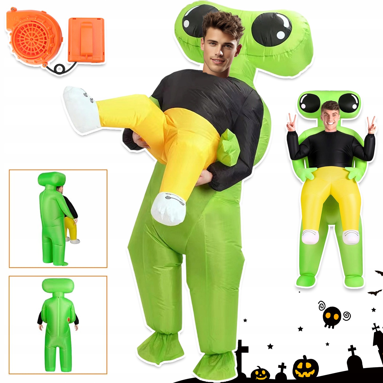 Kostým kostým alien halloween cosplay převlek 150-190 cm
