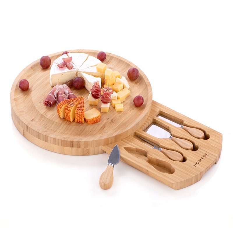 Taca do serowania serów z zestawem noży Bambusowa Marka HOMEDE
