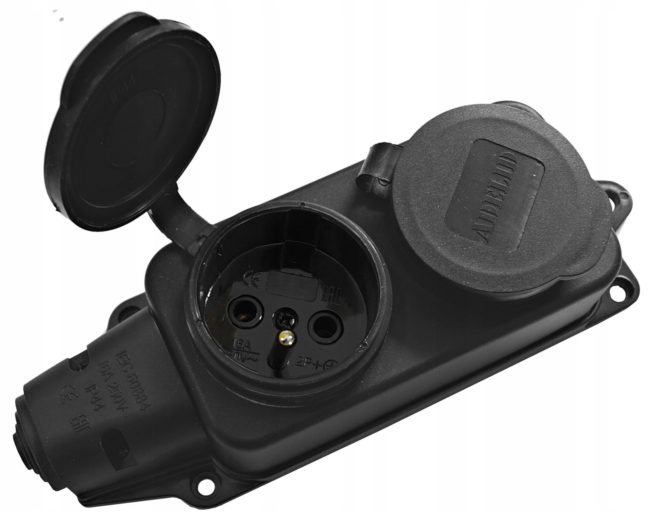 

Dwójnik Gniazdo 16A 230V Na Kabel Gumowy IP44 2P+Z