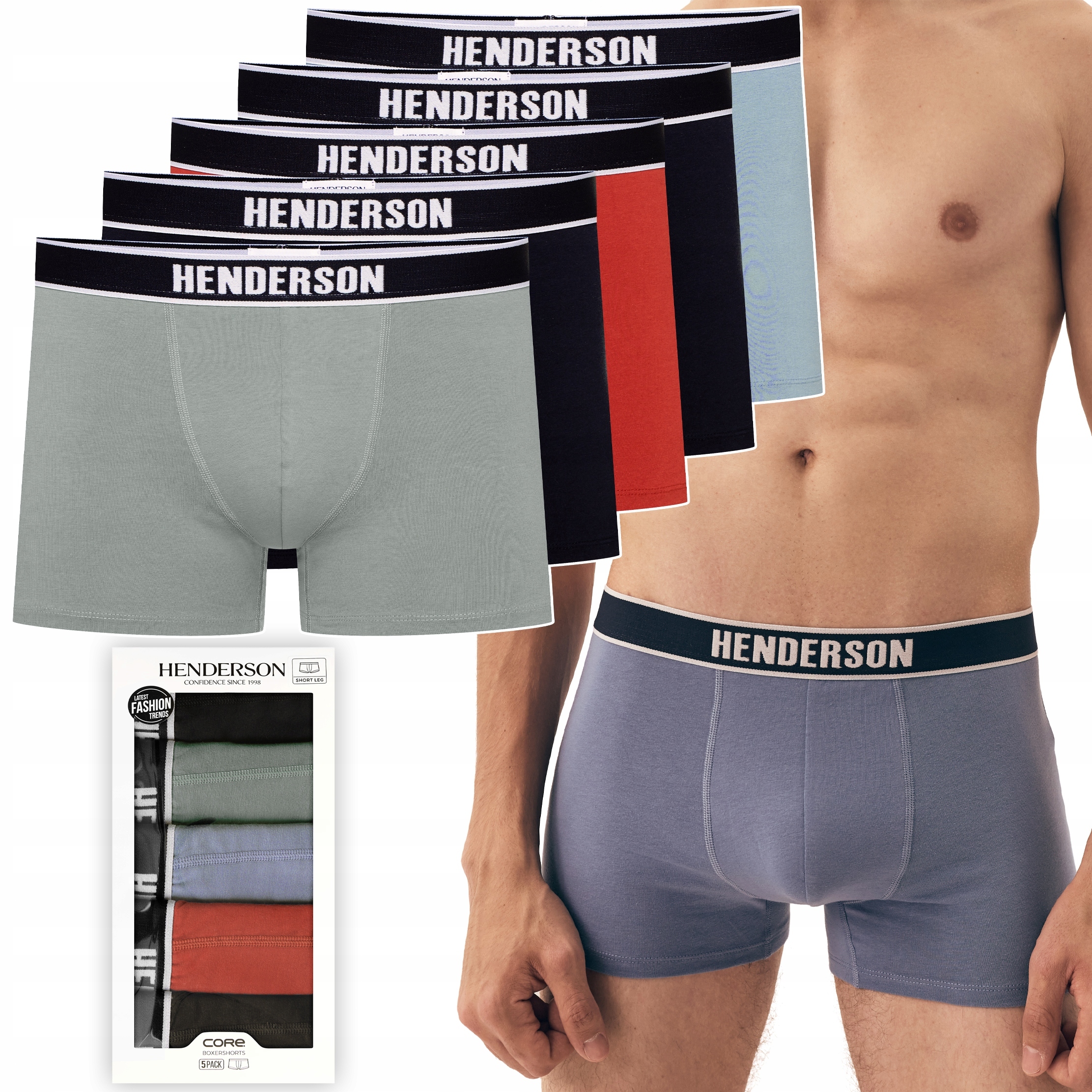 Henderson 42704 Soon pánské boxerky Dlouhé bavlněné 5-PAK XL