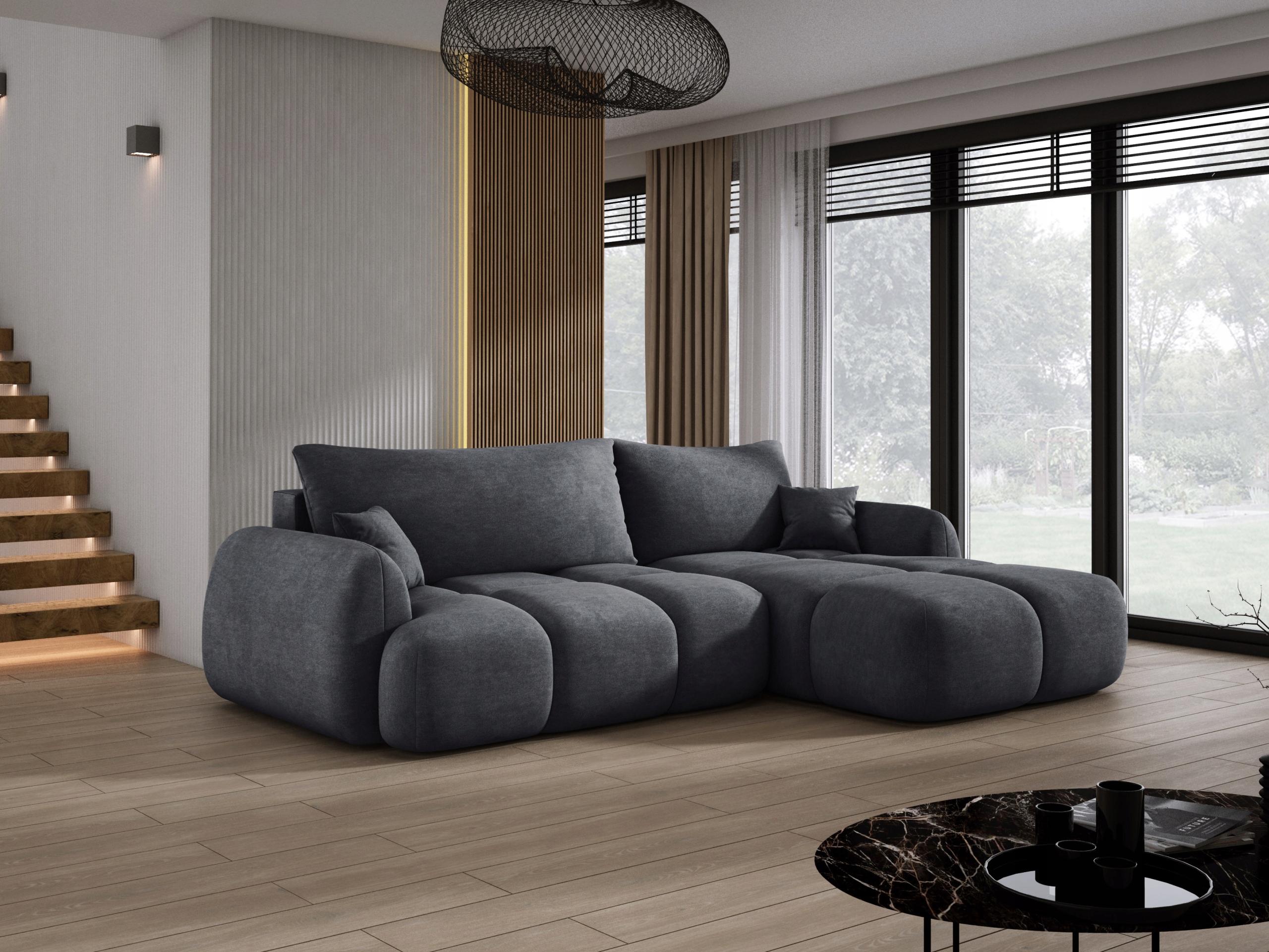 Moderní stylový Rohová Sedací Souprava Coco/wind s funkcí spaní