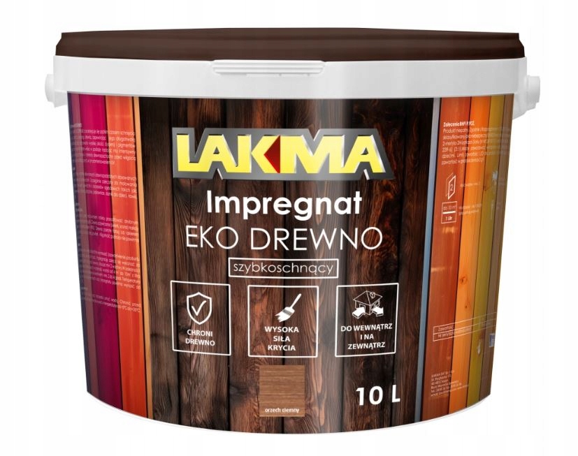 Impregnat Do Drewna Szybkoschnący Eko Drewno Orzech Ciemny Lakma 10 L