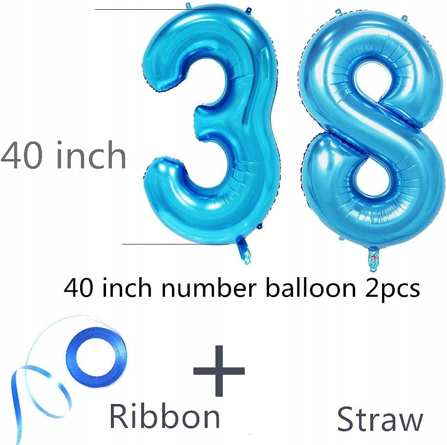 BALONY FOLIOWE CYFRA 38 + 2 GIRLANY NIEBIESKI Marka inna