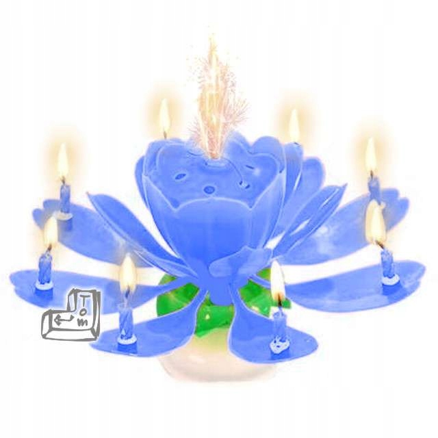 

Świeczka Grająco Tańcząca niebieska Happy Birthday