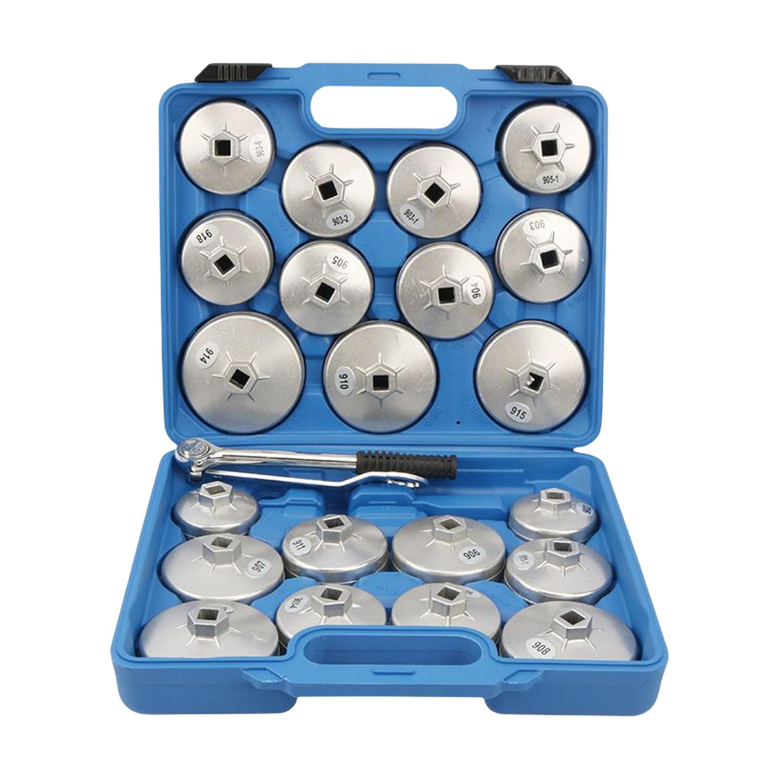 23Pcs Sturdy Oil Change Filter Cap Wrench Cup Socket Set with A Storage