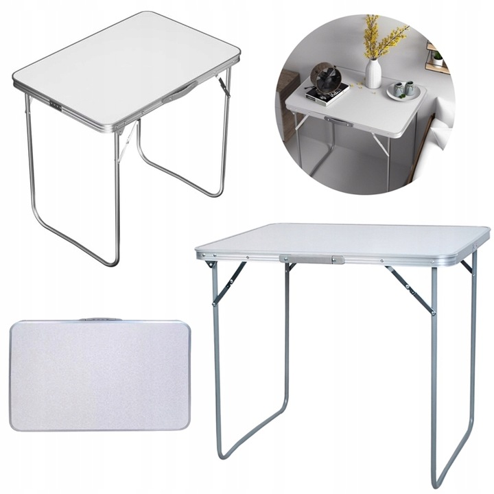 Biały stolik stół turystyczny piknikowy składany 70x50cm na działkę ogród Marka ModernHome