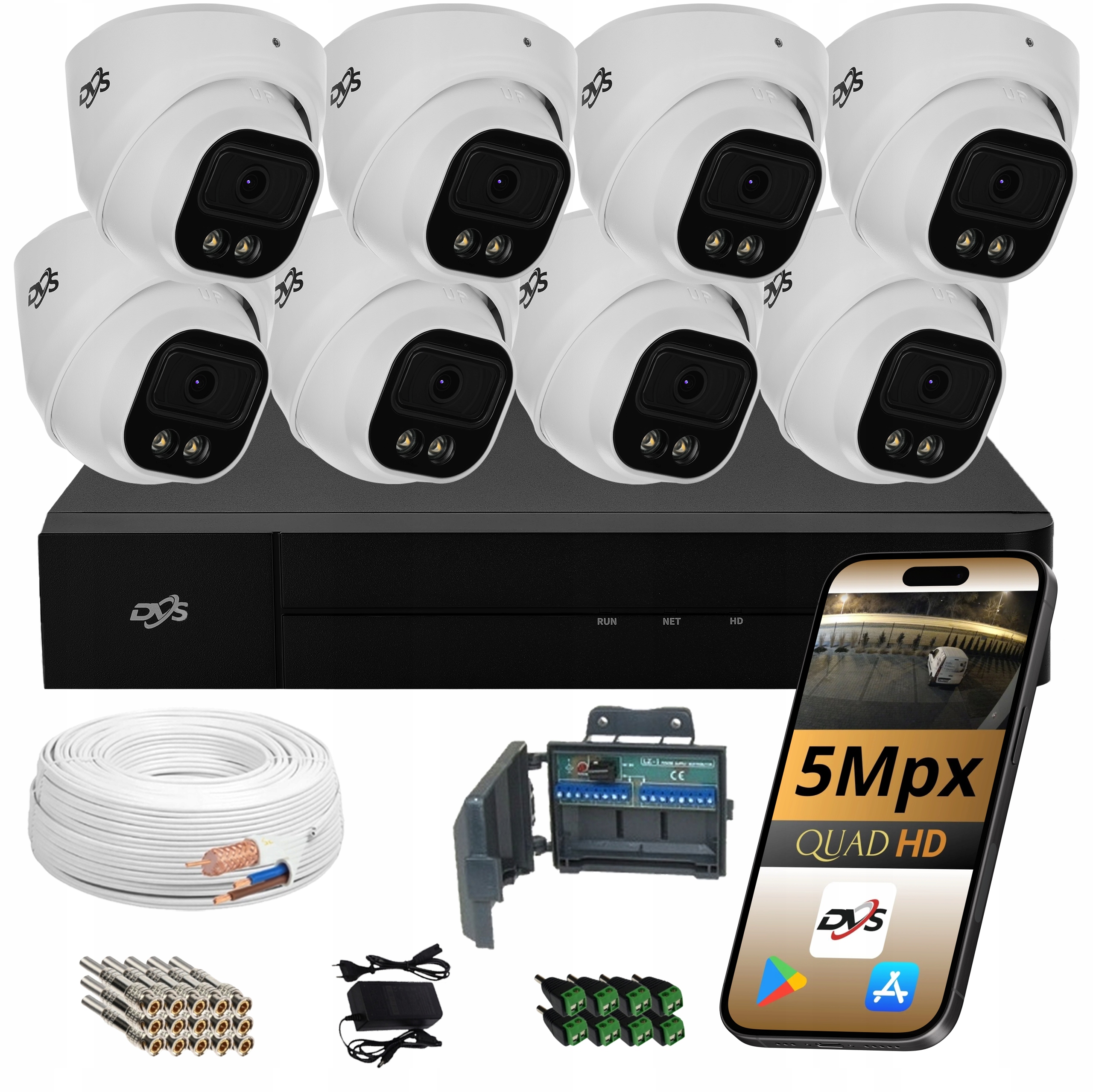 Sada pro monitorování domácnosti kamer 8 analogových kamer 5MPX Dual Light Dvs