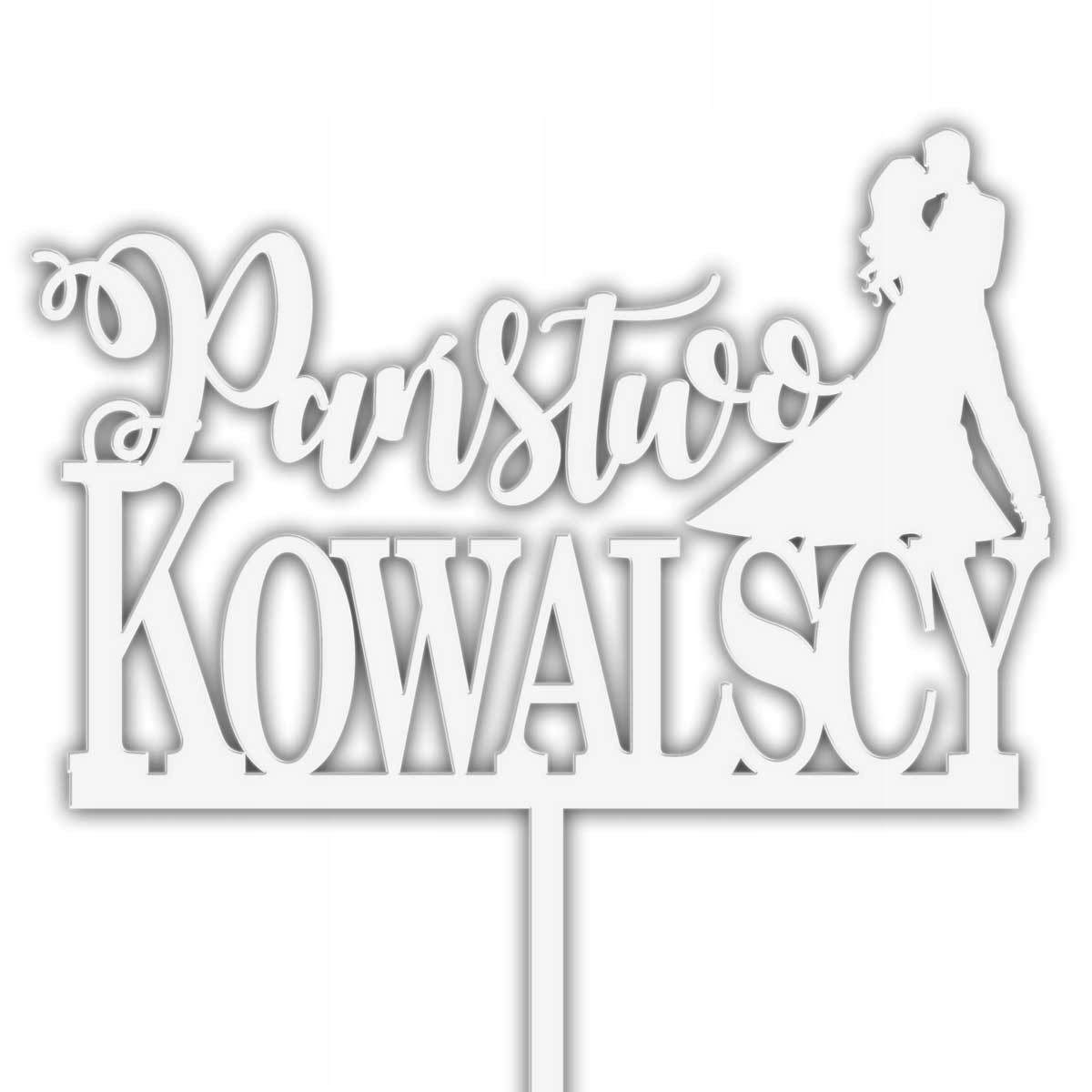 

Topper Weselny Para Na Tort Napis Nazwisko Biały