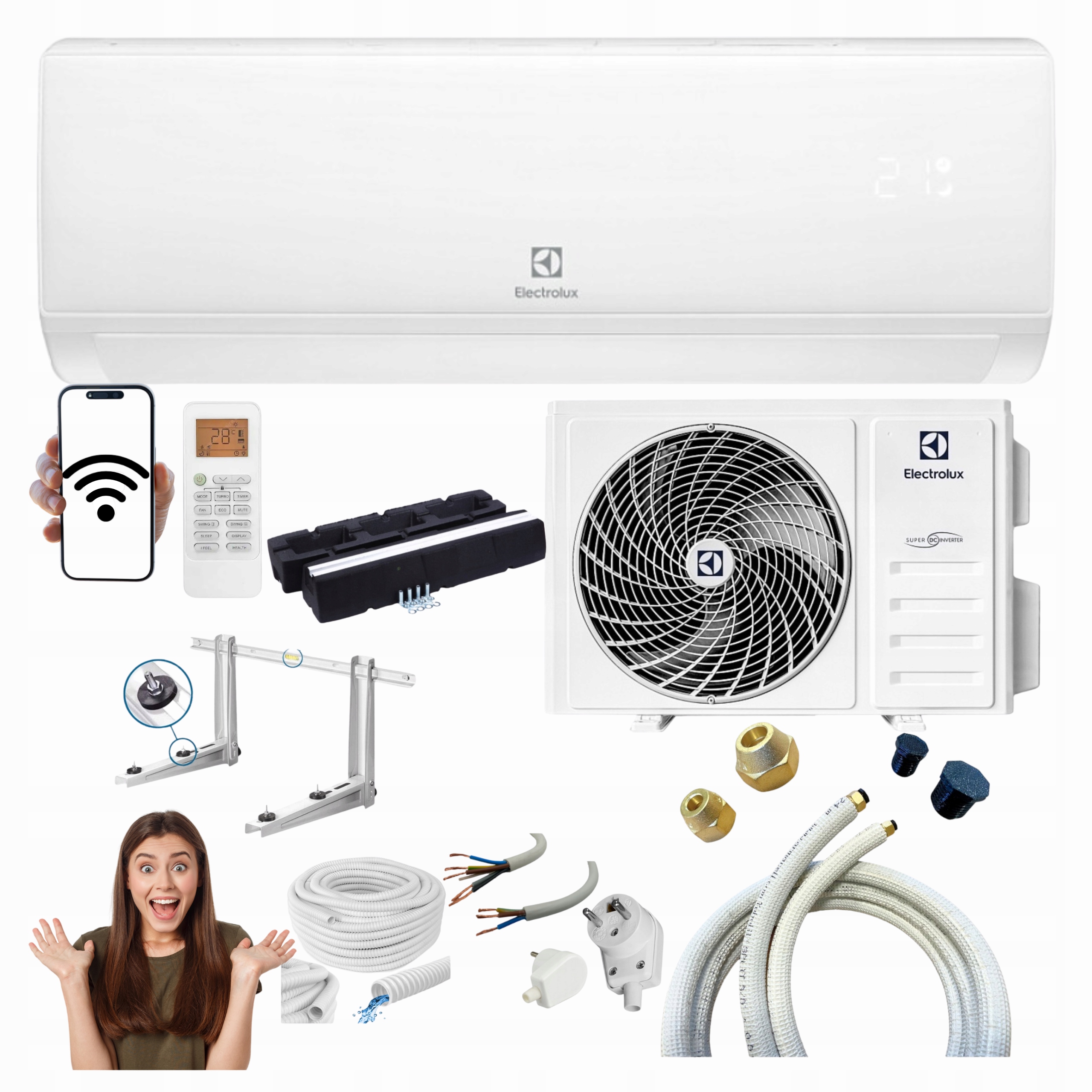 Nástenný klimatizátor Electrolux Hel 2,6 kW WiFi 30 m2 Sada Na Montáž