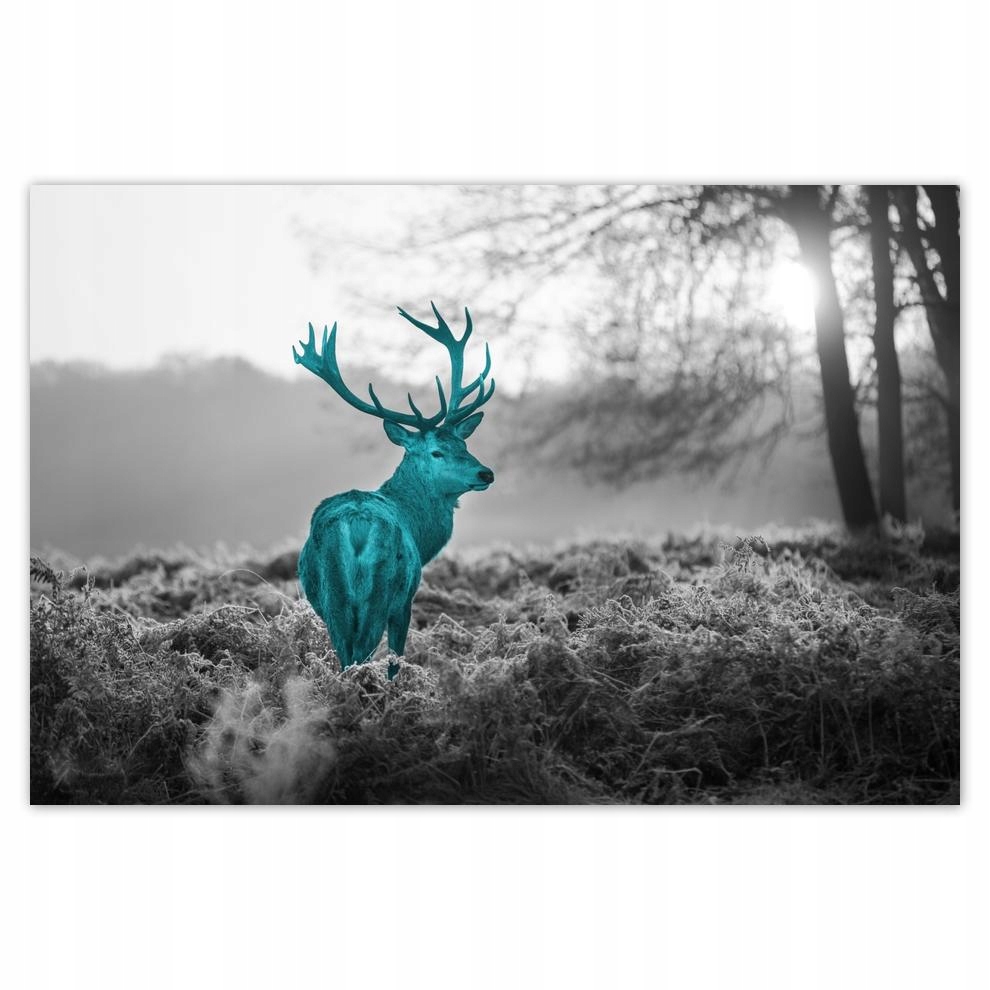 

Plakat 93x62 Turkusowy jeleń z porożem