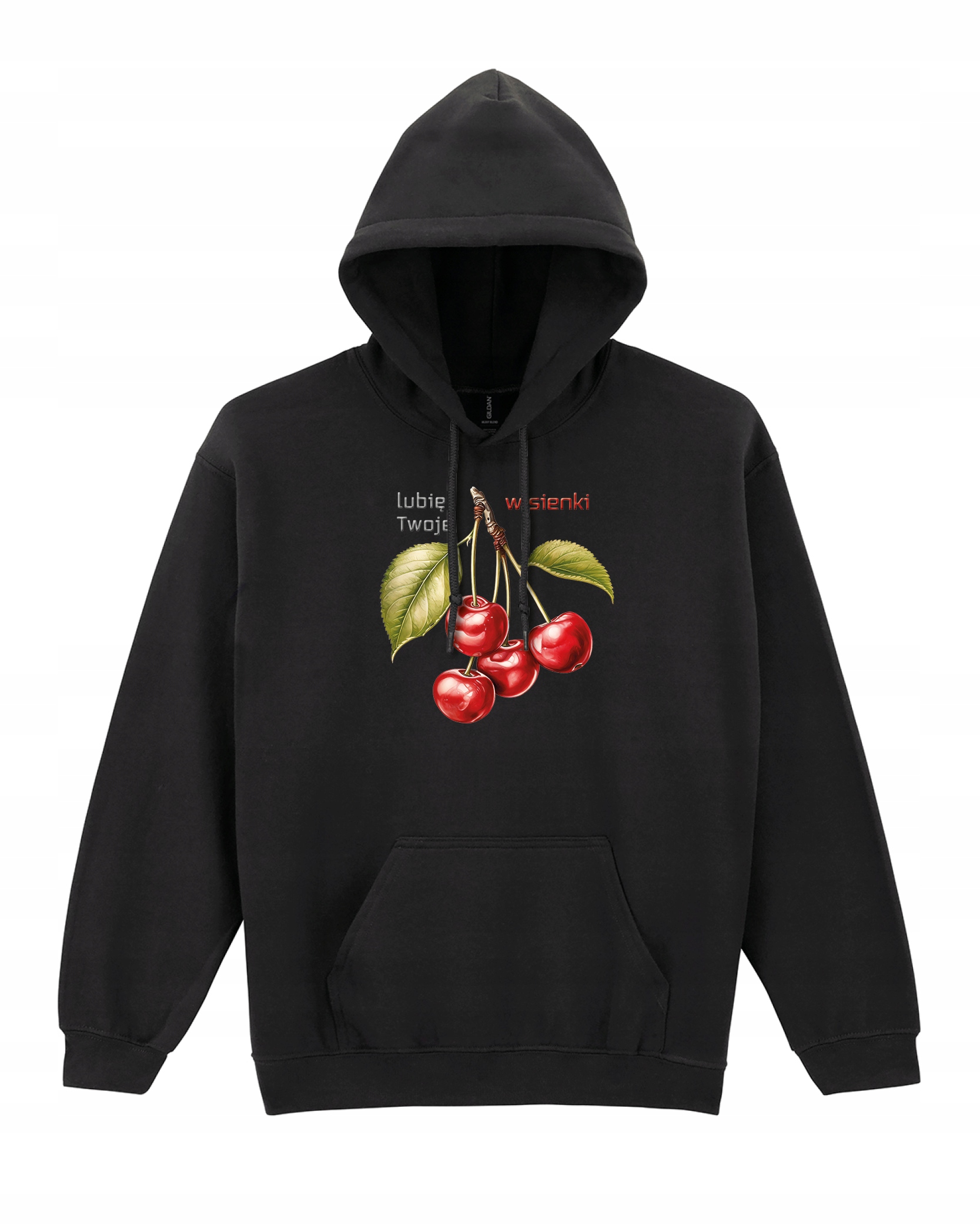 Mikina Mám ráda vaše třešničky a ovoce Je vtipná jako Dárek Černá XL