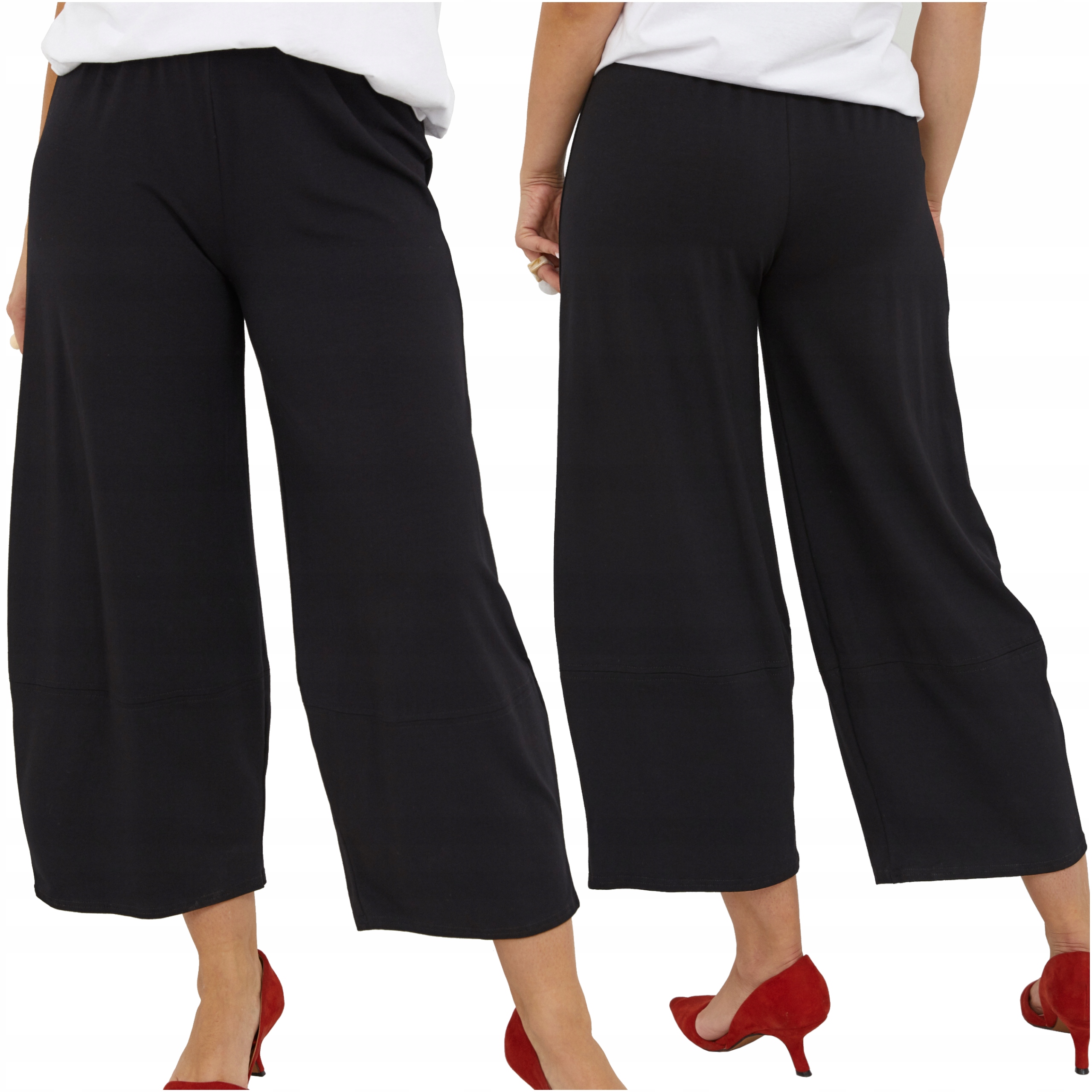 Dámské kalhoty Široké Vysoký Letní Stav Velké Gumičky Volné Plus Velikost 7/8