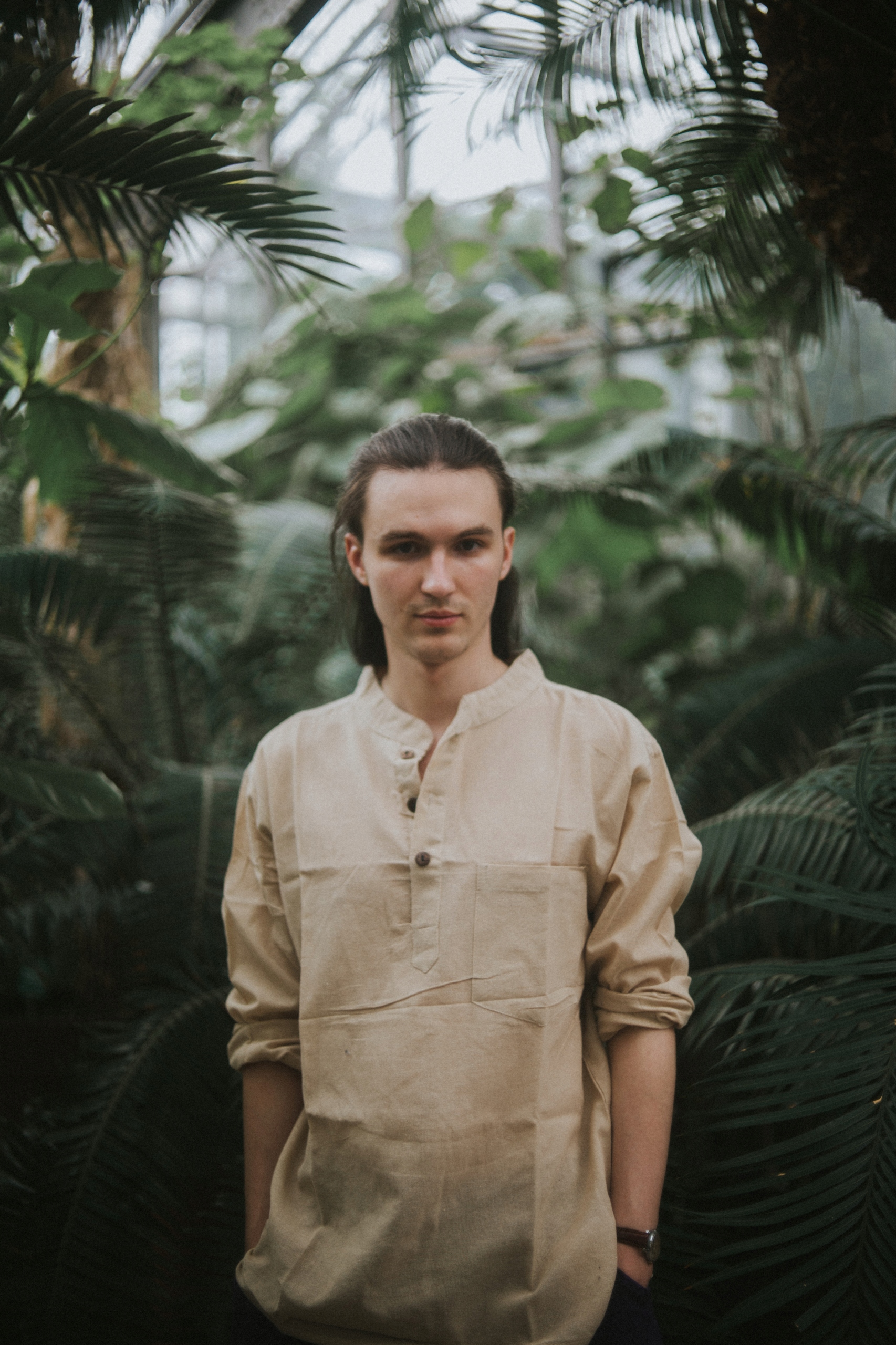 Nepálská bavlněná košile s dlouhým rukávem Béžová XL