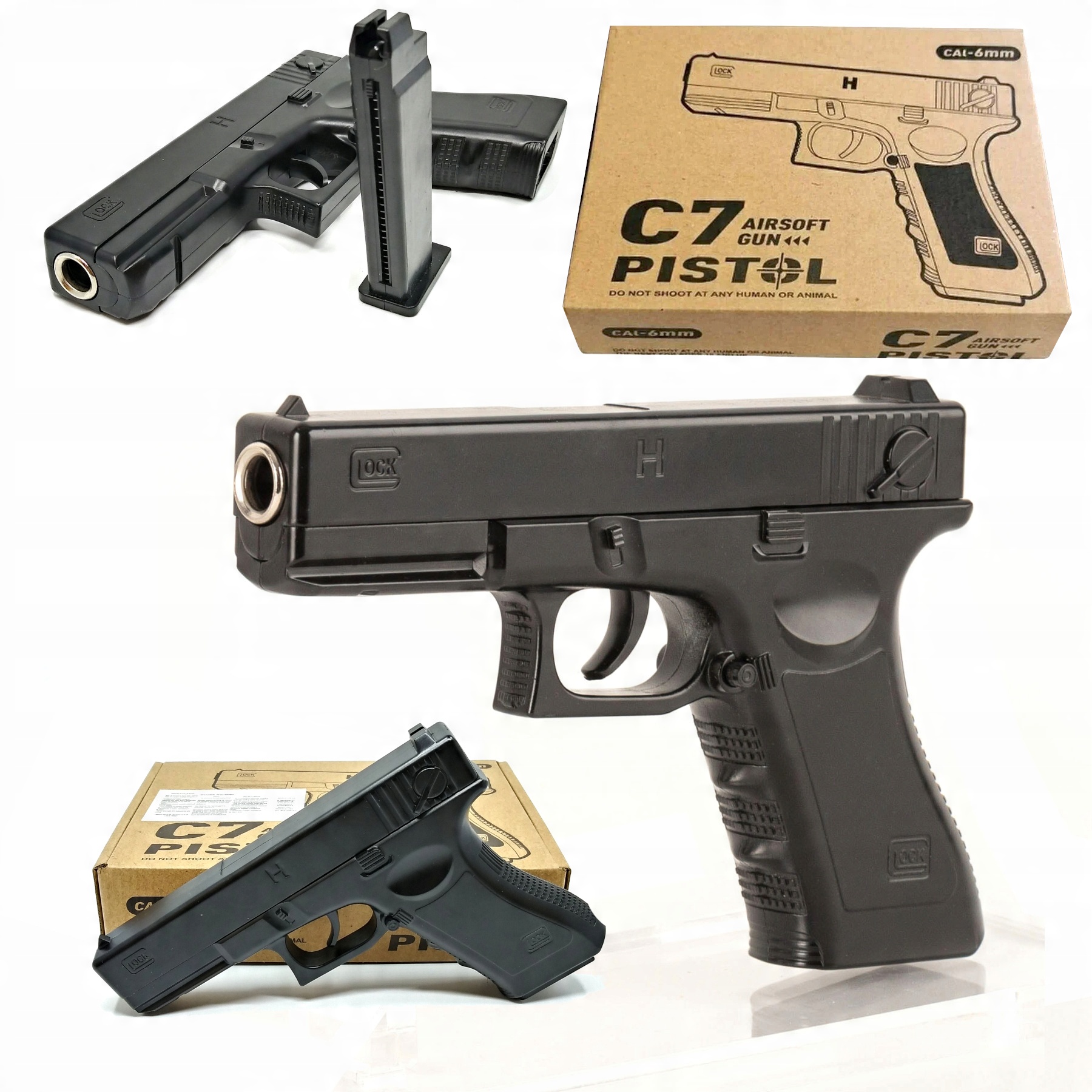 

Pistolet Metalowy Dla Dzieci Na Kulki 6mm Glock C7