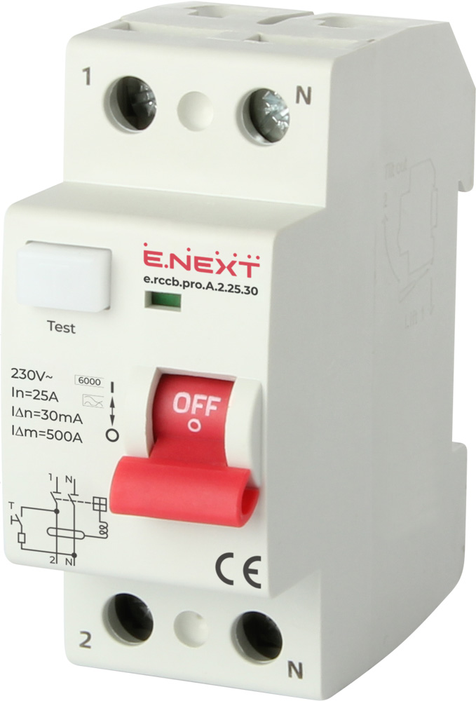 Vypínač Diferenciální proudový typ A pro 2p 1F 25A 30mA