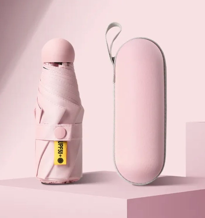 PARASOL SKŁADANY Z ETUI LEKKI WYTRZYMAŁY 8 PANELI RÓŻOWY Z CZARNYM WNĘTRZEM Kod producenta PARASOL Z ETUI RÓŻOWY