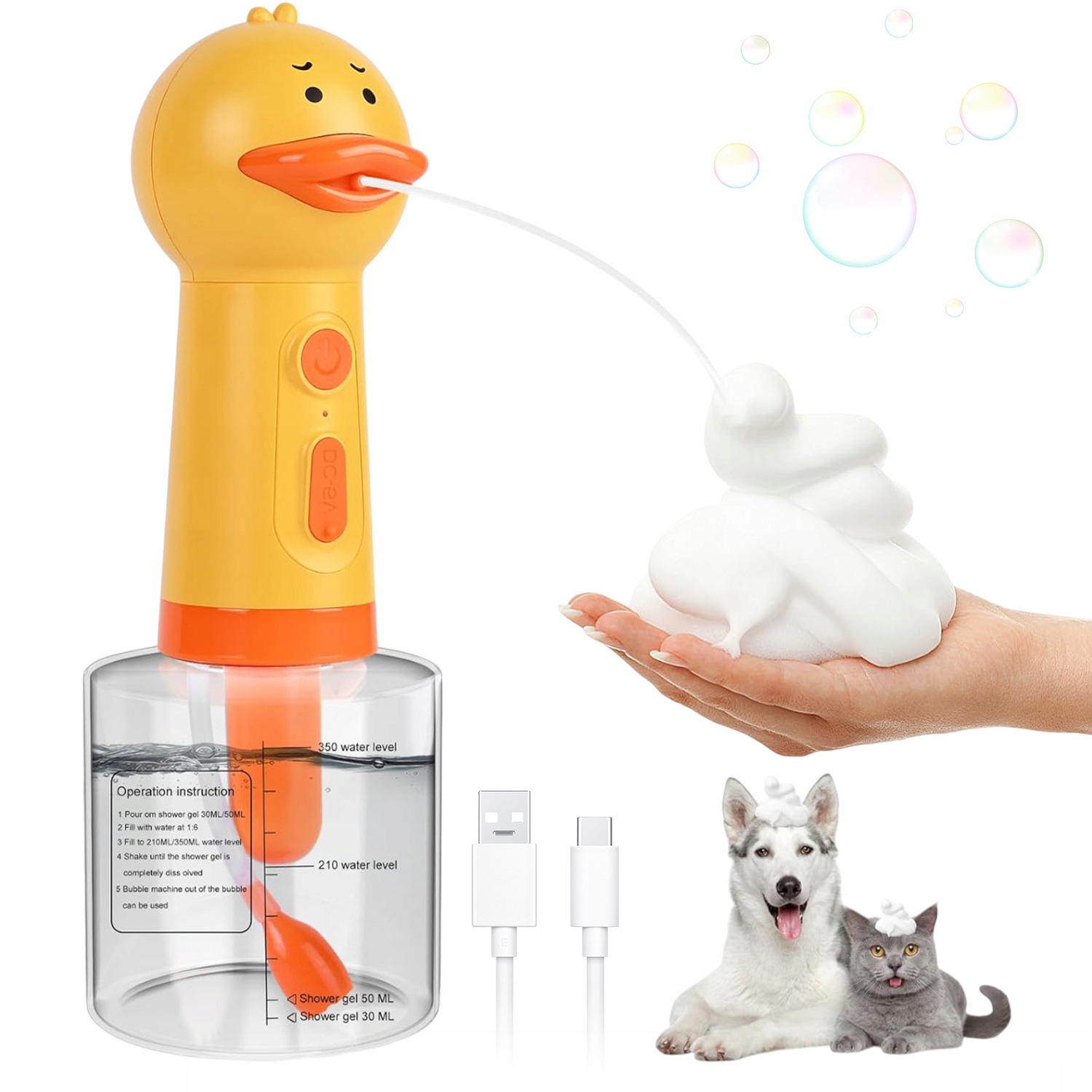 Levně Akumulátorový pěnový stroj na čištění psů a koček 350 ml IPX5