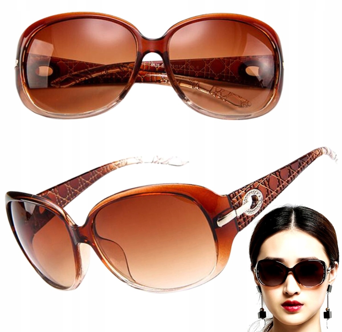 

Kwadratowe duże Okulary muchy damskie retro