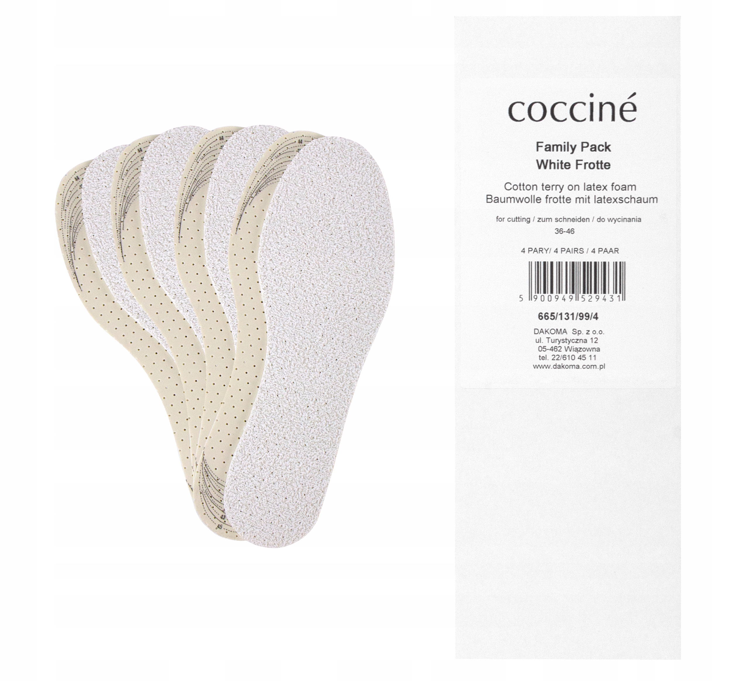 WKŁADKI DO BUTÓW FAMILY PACK DO WYCINANIA WHITE FROTTE 36-46 -4PARY
