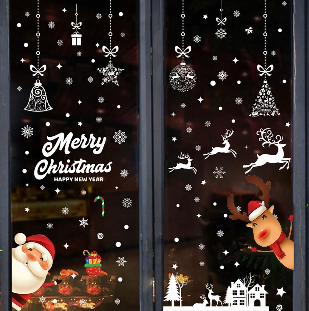 NAKLEJKI ŚWIĄTECZNE NA OKNO, MEBLE, WITRAŻ, FOLIA, Zestaw XXL - dwustronne